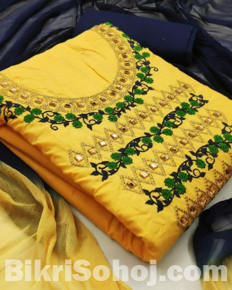 Indian exclusive cotton three piece (Yellow)